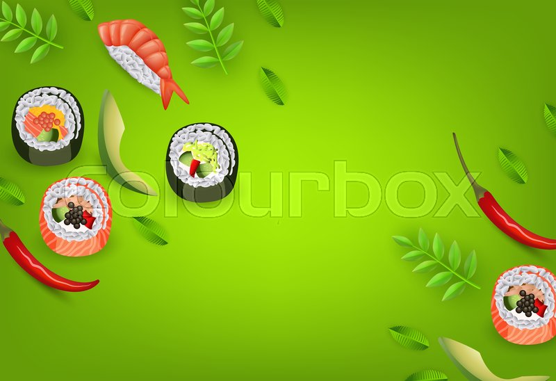 Japanese Sushi Banner With Rolls Ebi Stock Vector Colourbox