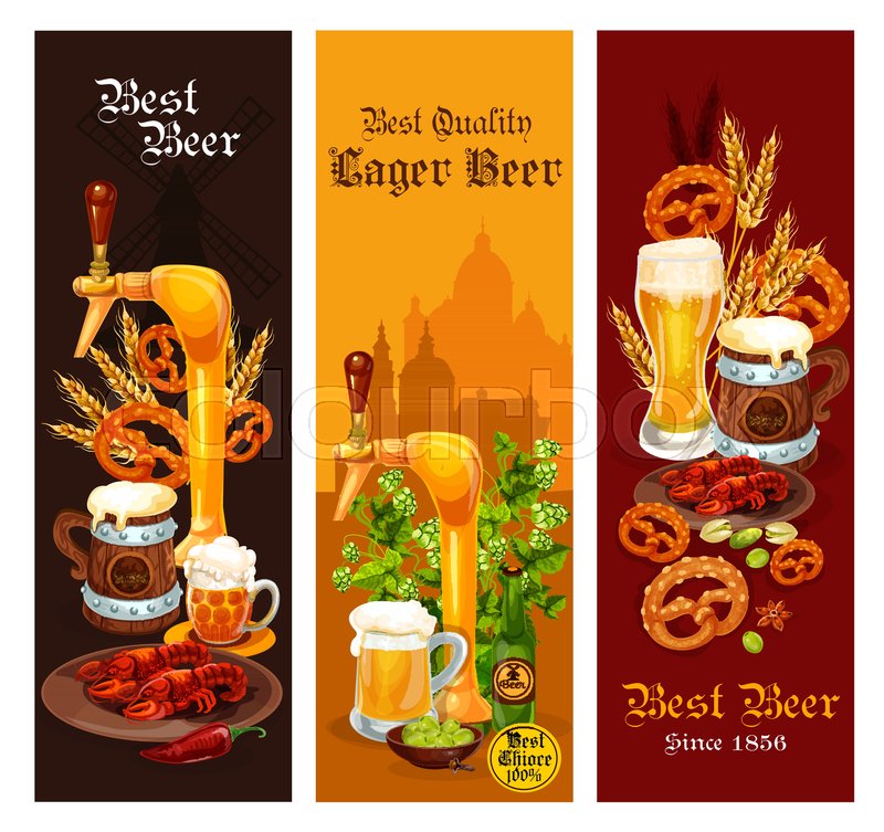 beer banner set of alcohol drink for pub and bar menu template beer