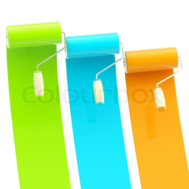Bright Orange Paint colorful glossy green, blue, orange bright paint rollers with Bright Orange Paint colorful glossy green, blue, orange bright paint rollers with
