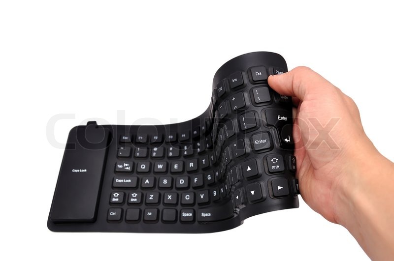 Black rubber keyboard on white Stock image Colourbox