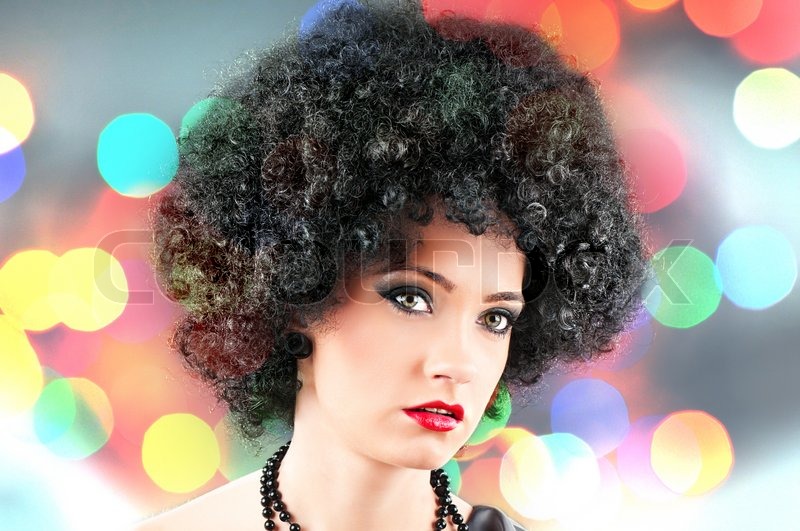 Young Attractive Girl With Afro Curly Stock Image