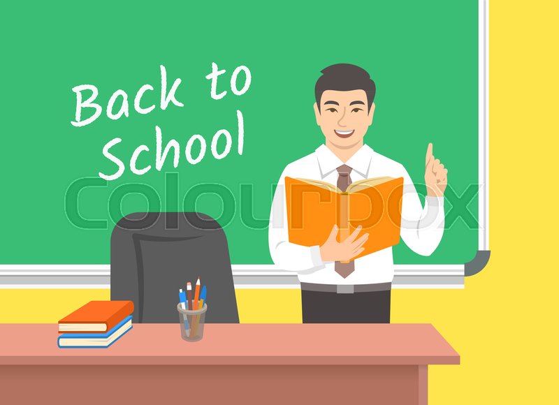 Teacher Young Asian Man Standing With Stock Vector Colourbox