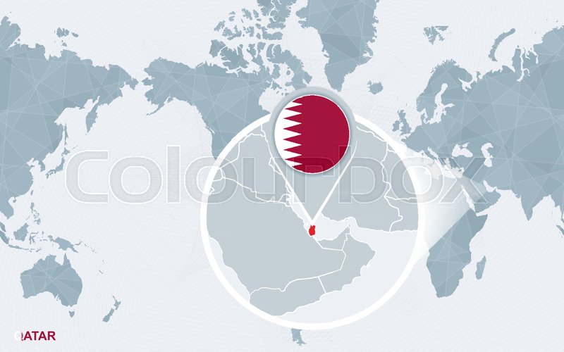 World Map Centered On Qatar With Magnified Chile Stock Vector Colourbox