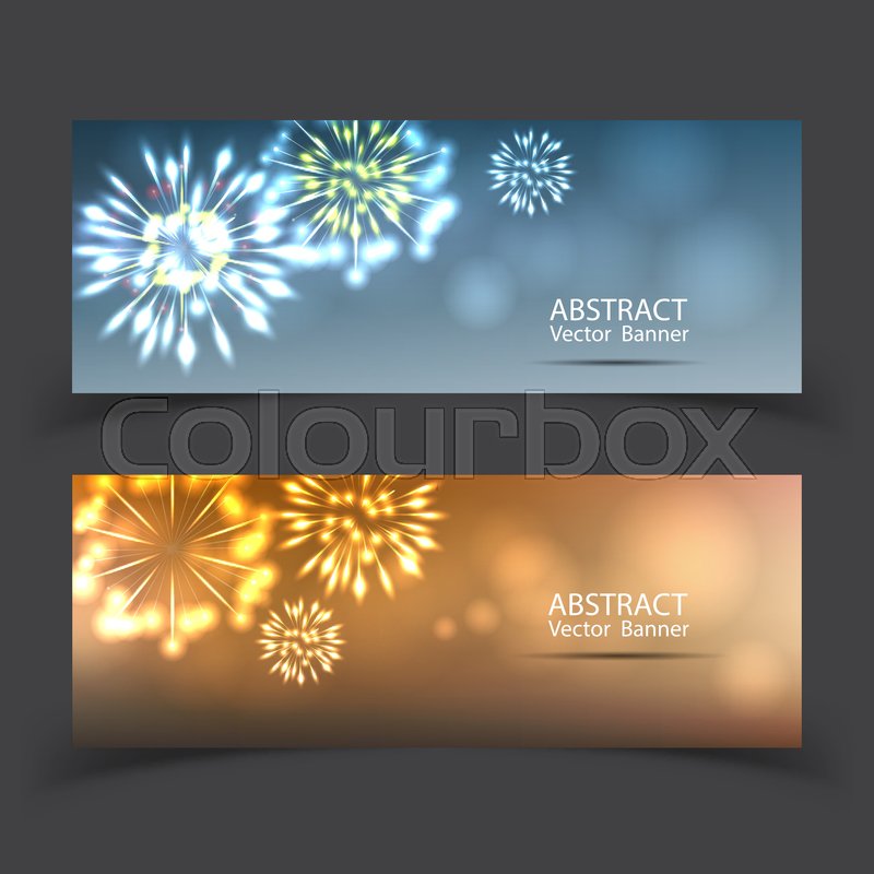 Fireworks On Twilight Banner Stock Vector Colourbox