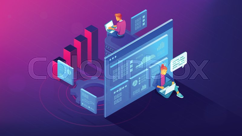digital strategy and planing isometric stock vector colourbox isometric illustration