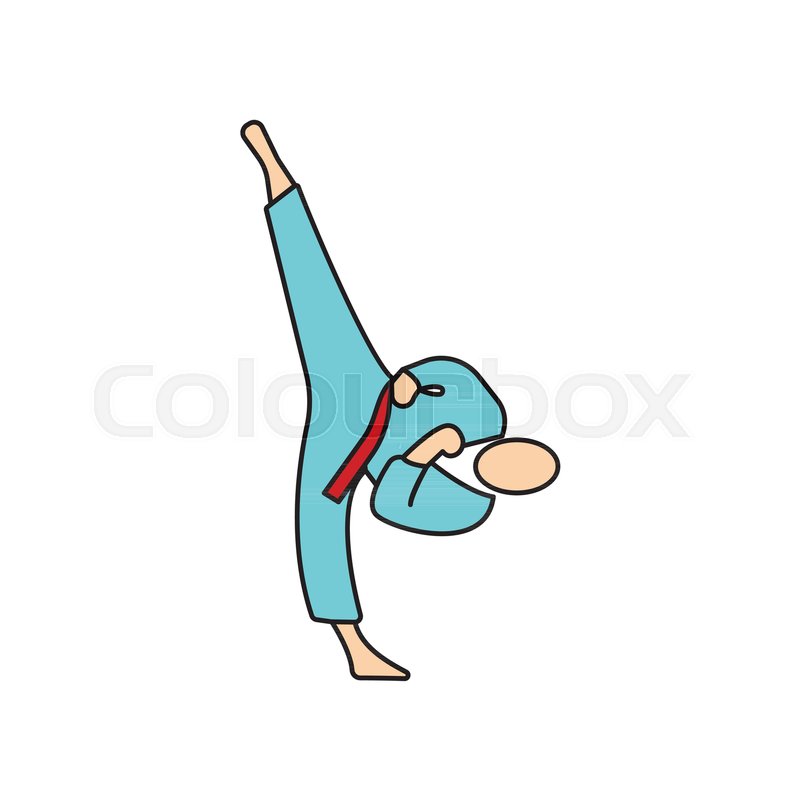 Taekwondo Man Icon Cartoon Taekwondo Stock Vector Colourbox