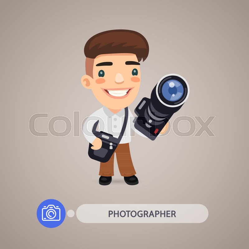 Photographer Cartoon Character with Camera | Stock vector | Colourbox Photographer Cartoon Character with Camera | Stock vector | Colourbox