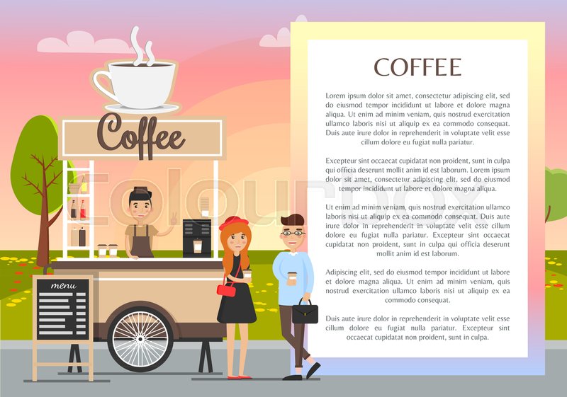 Coffee Shop Banner Colorful Vector Stock Vector Colourbox