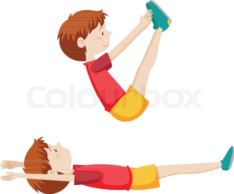 A boy sit up exercise illustration Stock vector Colourbox
