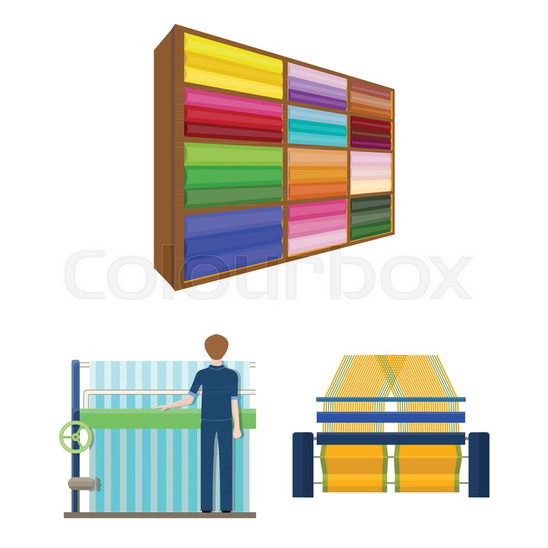 Textile industry cartoon icons in set collection for equipment and fabrics vector symbol stock web illustration. | Stock vector | Colourbox Textile industry cartoon icons in set collection for equipment and fabrics vector symbol stock web illustration. | Stock vector | Colourbox