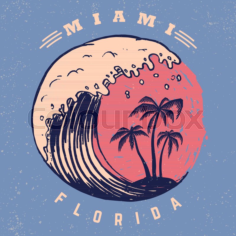 Miami Poster Template With Lettering Stock Vector Colourbox