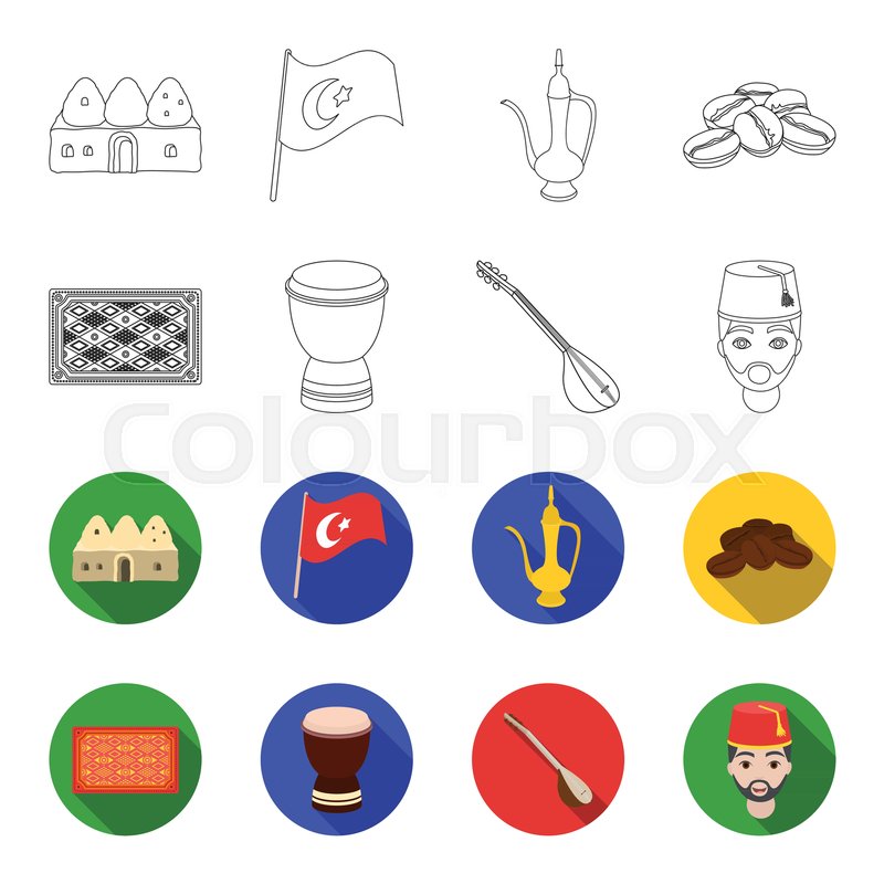 Turkish Carpet Saz Drum MenTurkey Set Collection Icons In Outlineflet Style Vector Symbol Stock Illustration Web Turkish Carpet Saz Drum MenTurkey Set Collection Icons In Outlineflet Style Vector Symbol Stock Illustration Web