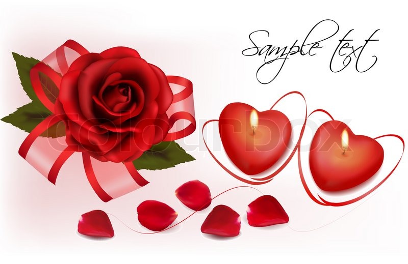 template vector heart box Red and background. heart day Valentine`s two roses