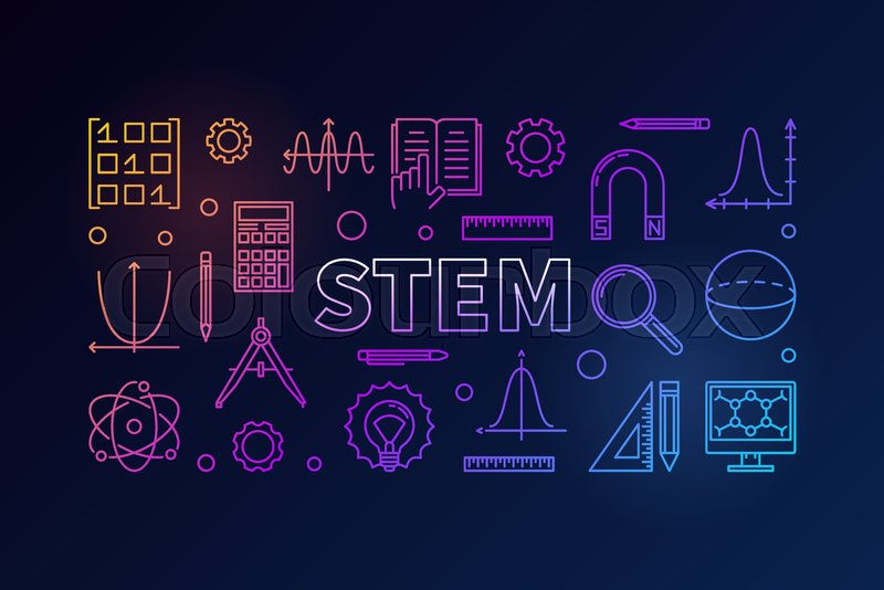 STEM creative colored banner in ... | Stock vector | Colourbox