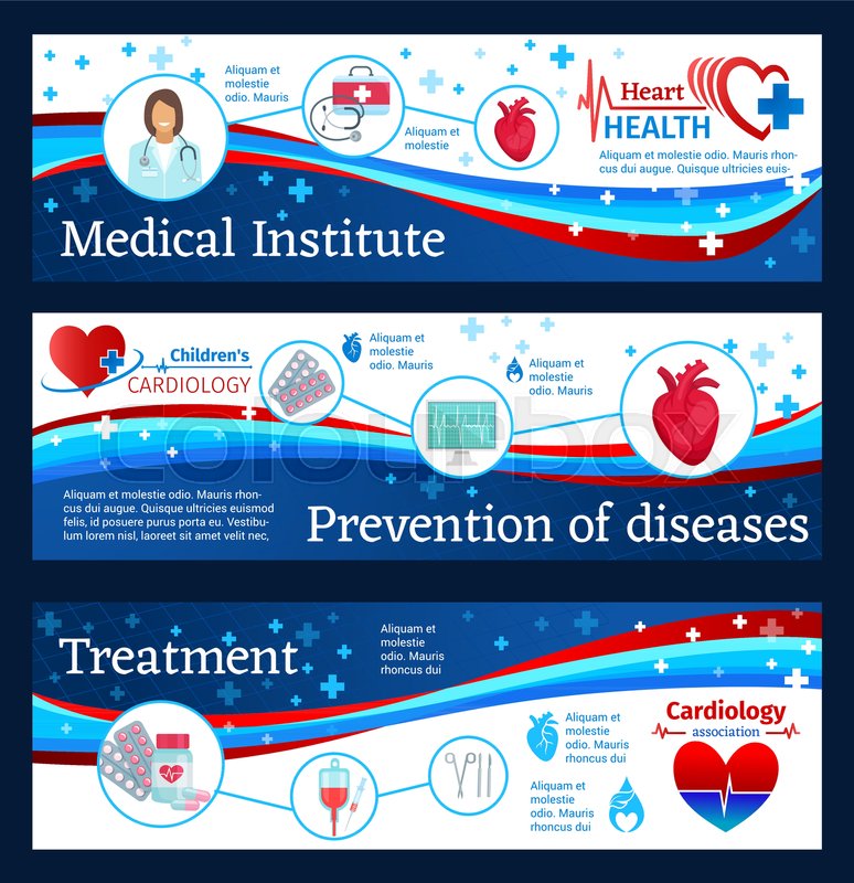 Cardiology Medical Clinic Banners Of Stock Vector Colourbox