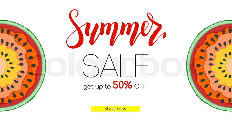 Summer Sale Banner With Half Past Of Stock Vector Colourbox