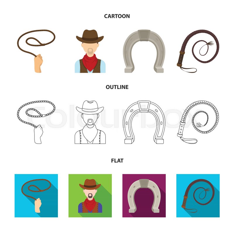 Hand Lasso Cowboy Horseshoe Whip Stock Vector Colourbox