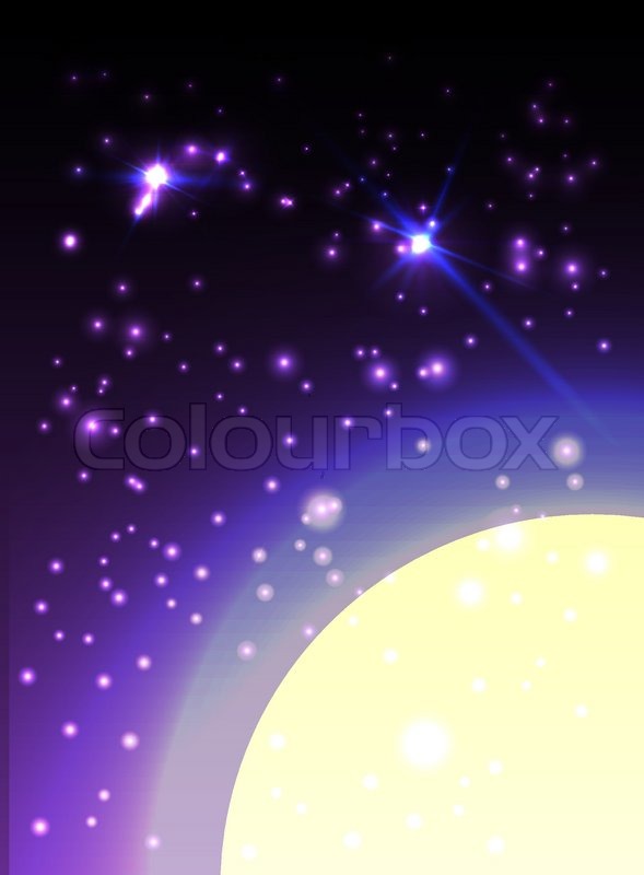 Beleuchtete Mond und Sterne , | Stock-Vektor | Colourbox