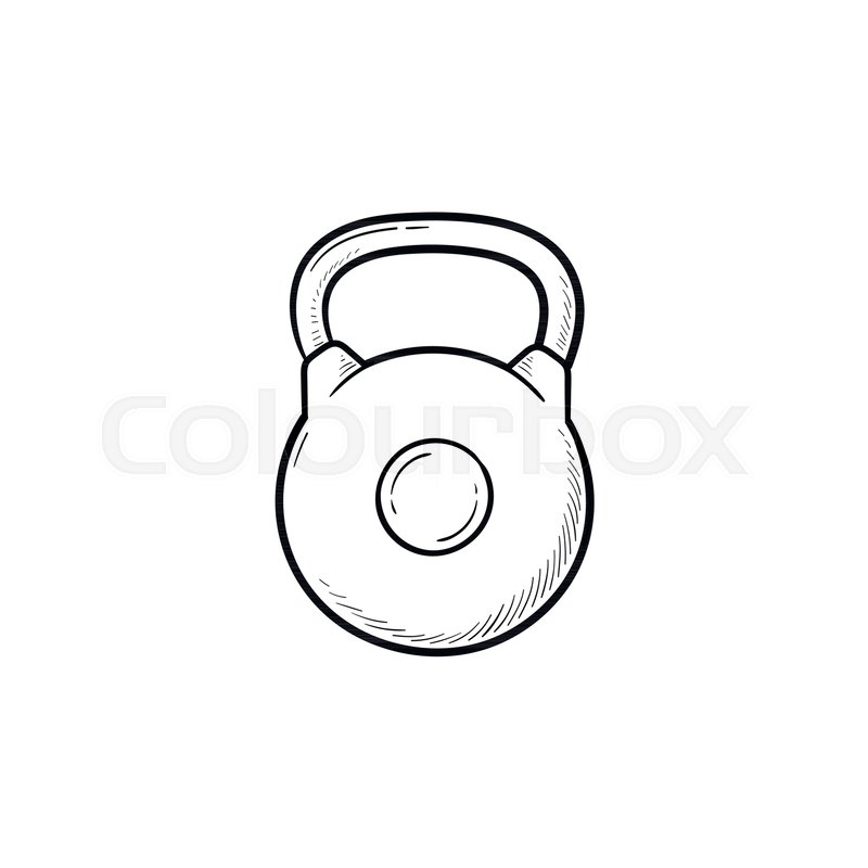 Gym kettlebell hand drawn outline Stock vector Colourbox