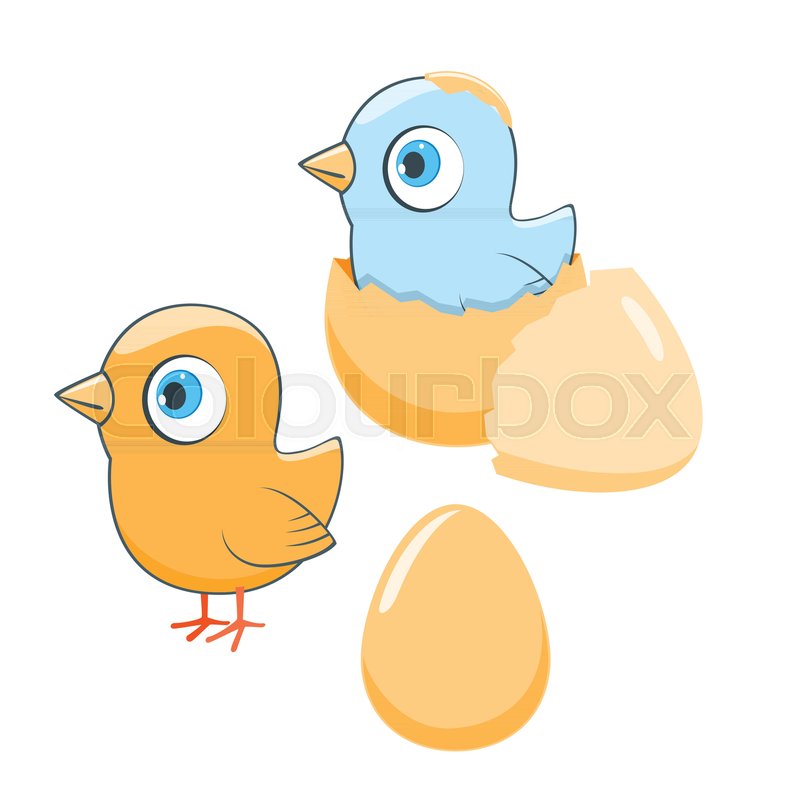 a happy cartoon chickens with egg comic farm animal character