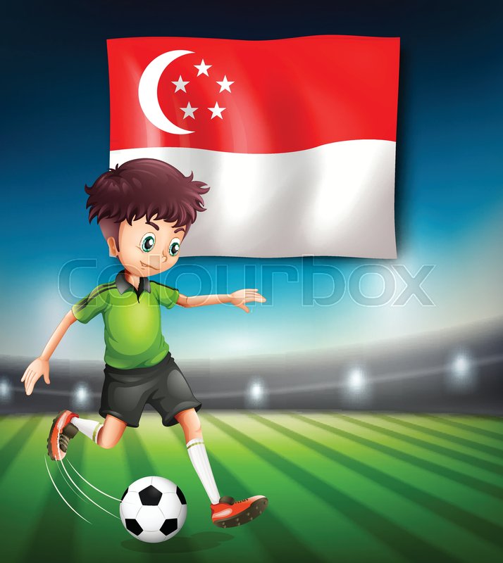 singapore football player template illustration stock vector