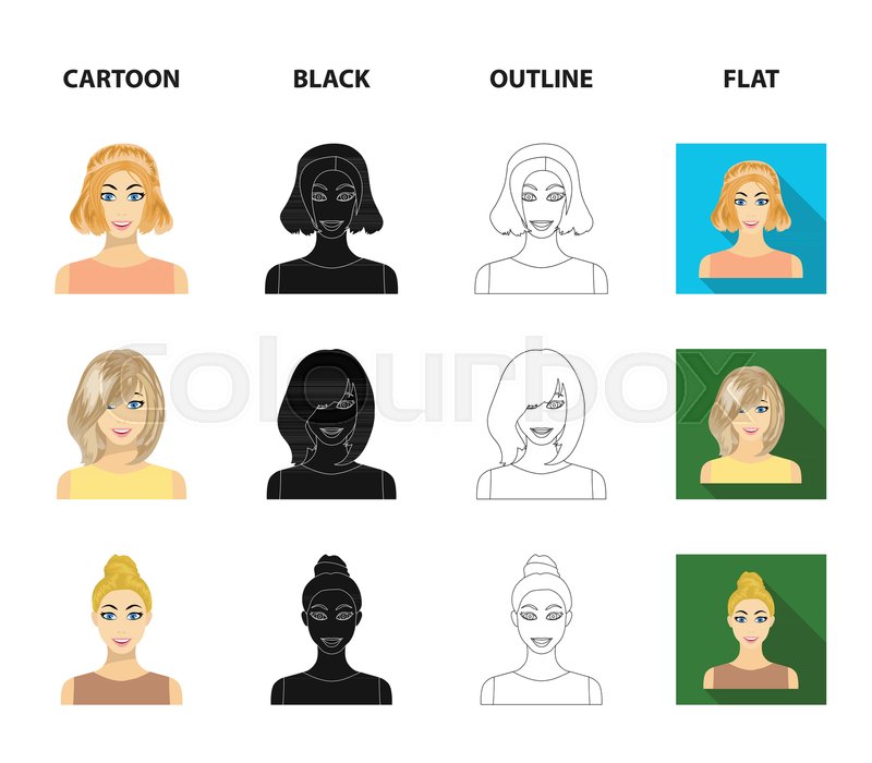Types Of Female Hairstyles Stock Vector Colourbox
