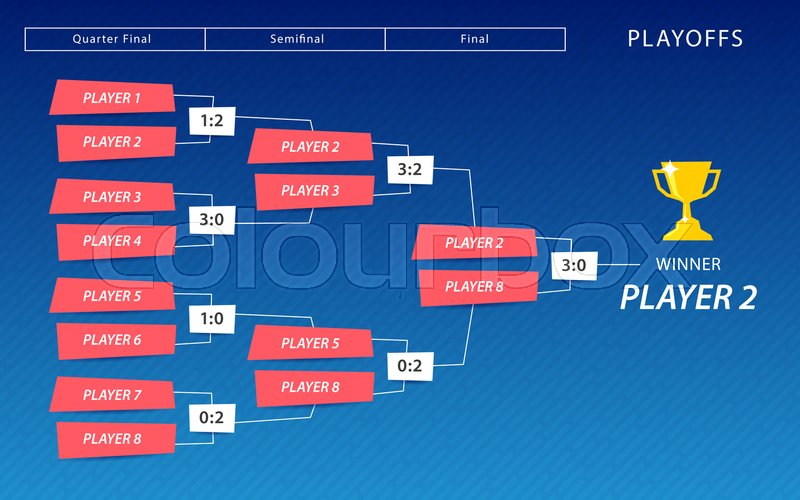 Decoration Of Playoffs Schedule Template On Blue Background