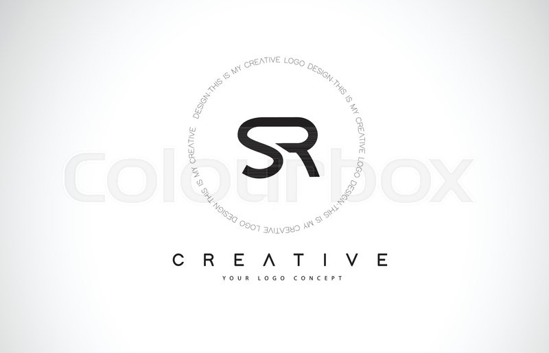 Sr S R Logo Design With Black And Stock Vector Colourbox