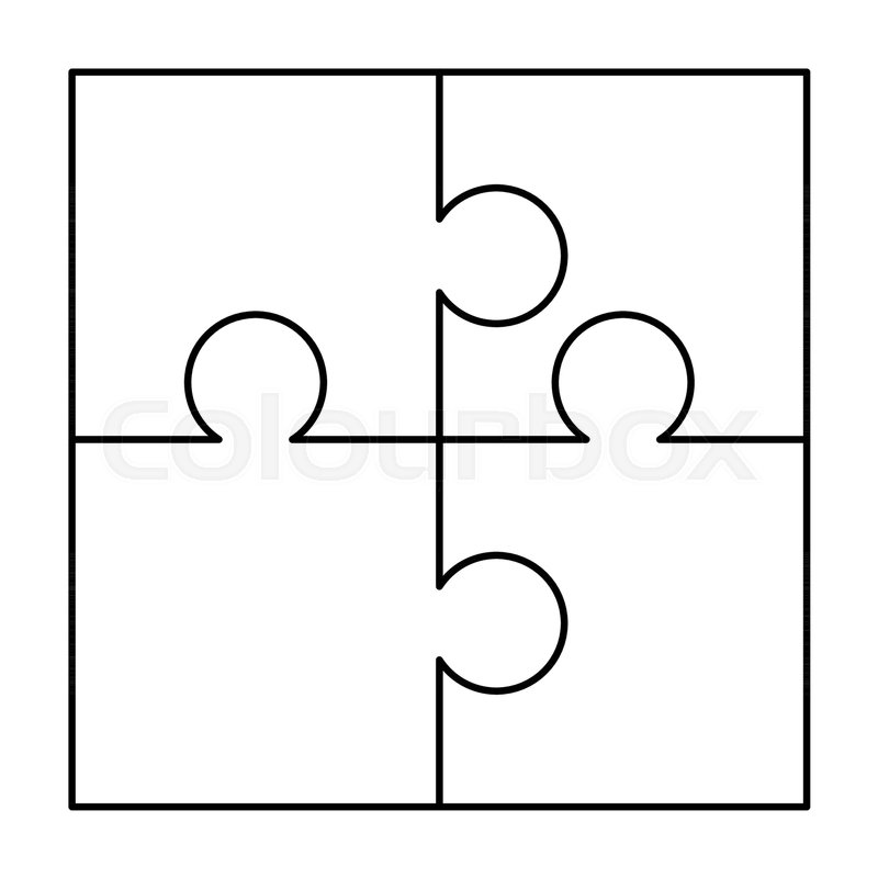 4 White Puzzles Pieces Arranged In A Stock Vector Colourbox