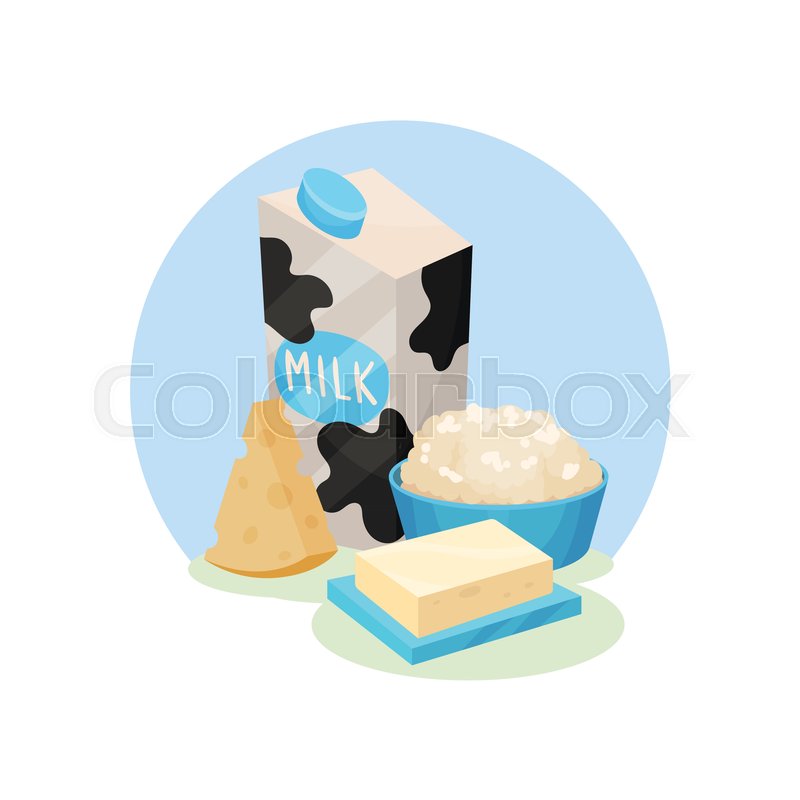 Illustration Of Fresh Dairy Products Stock Vector Colourbox