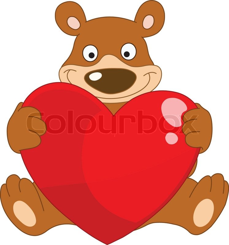 Smiley bear holding a heart Stock Vector Colourbox
