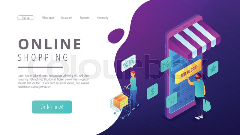 isometric users doing shopping online stock vector colourbox isometric illustration