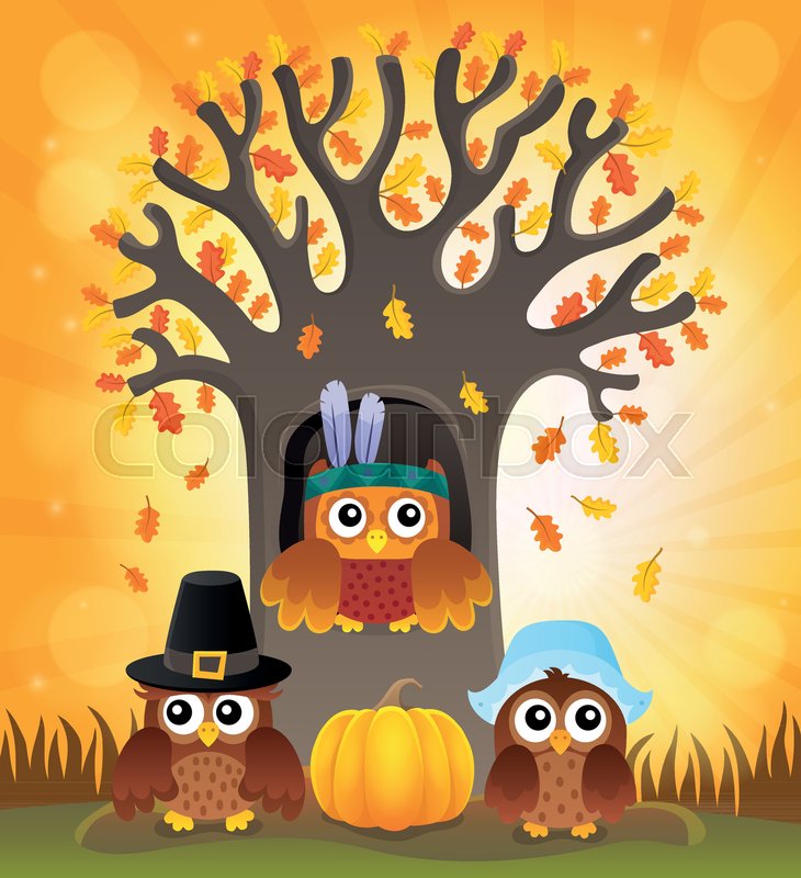 Thanksgiving owls thematic image 6 - | Stock vector | Colourbox