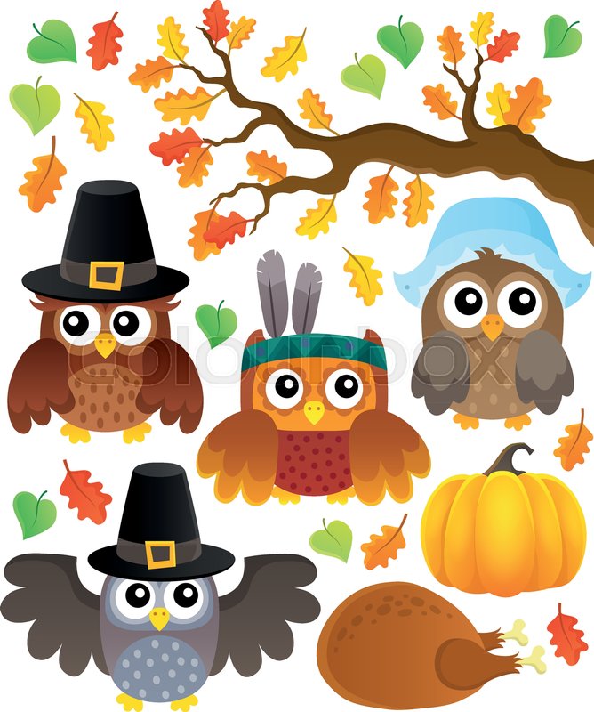 Thanksgiving owls thematic set 1 - | Stock vector | Colourbox