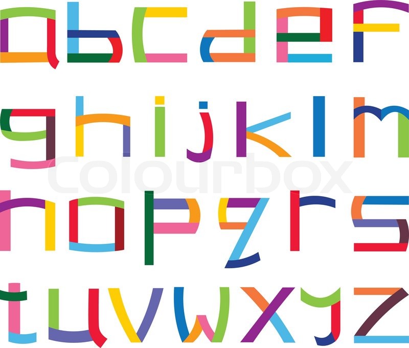 colorful lower case alphabet set stock vector colourbox