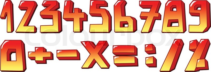 Stylized numbers and signs | Stock Vector | Colourbox