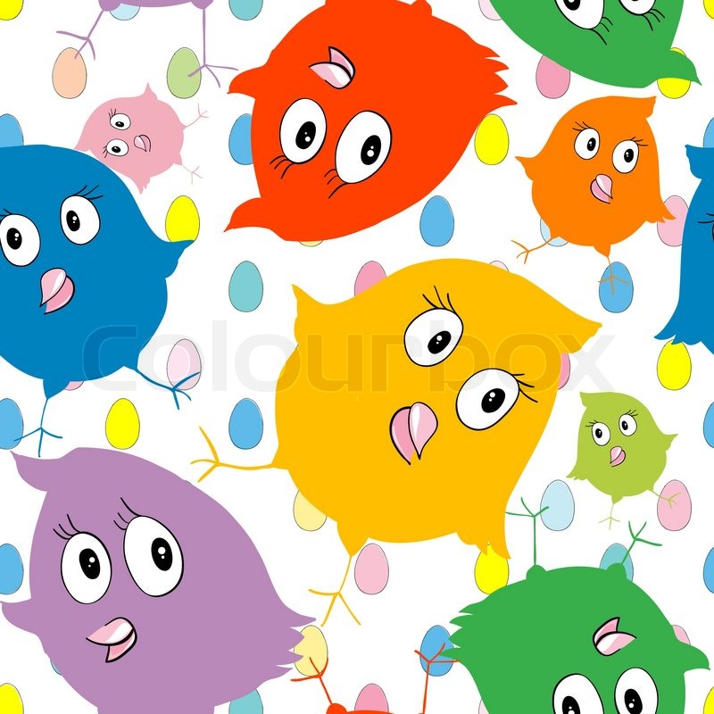 Chicken And Eggs Pattern For Easter Stock Vector Colourbox