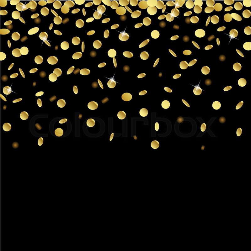 Golden confetti on black background | Stock-Vektor | Colourbox