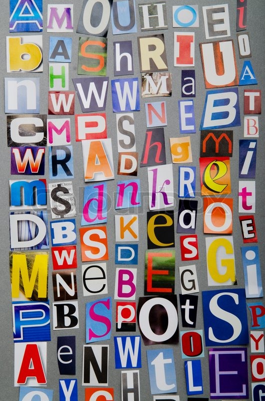 cut letters from newspapers and magazines stock photo