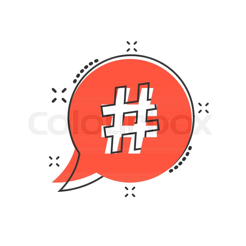 Vector Cartoon Hashtag Icon In Comic Stock Vector Colourbox