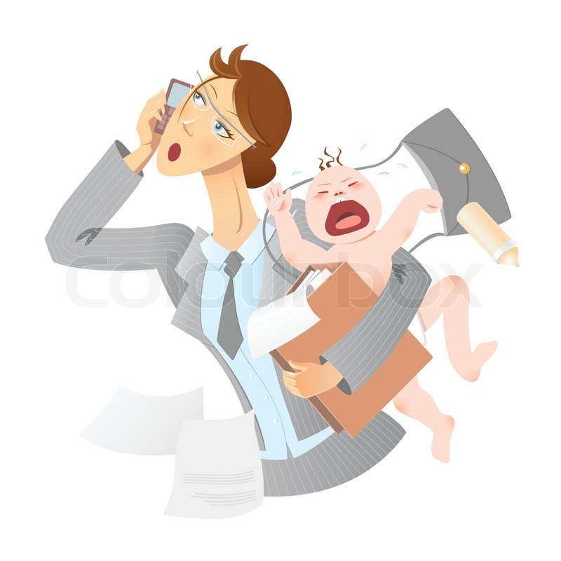 Image result for working mother and baby cartoon