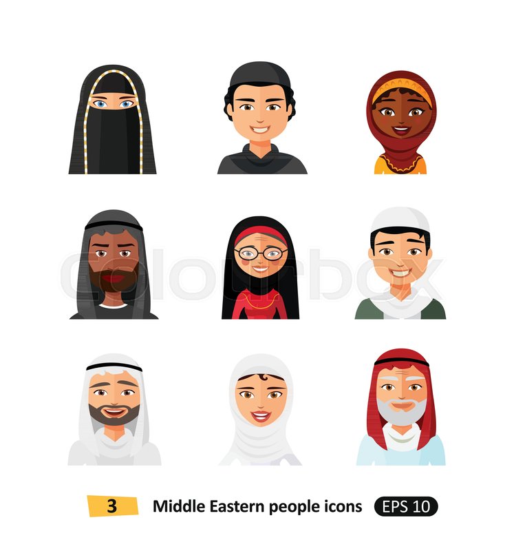Muslim Arab People Avatars Characters Stock Vector Colourbox