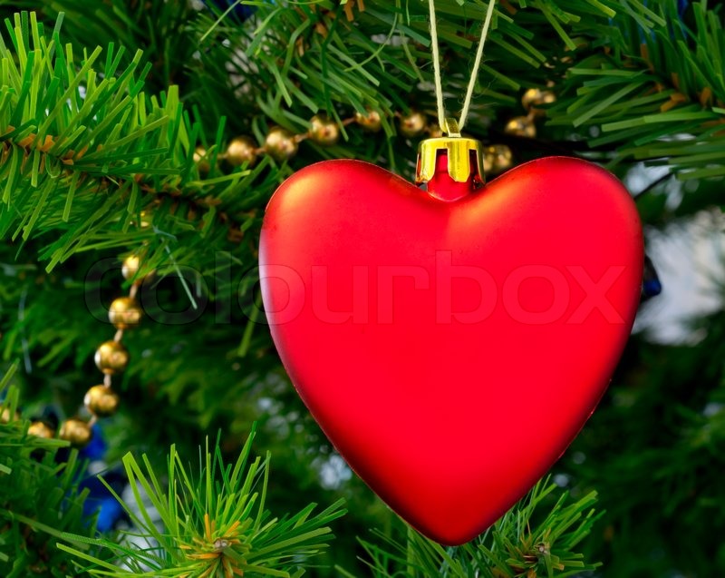 the christmas tree decoration in the form of red heart christmas seasonal jobs