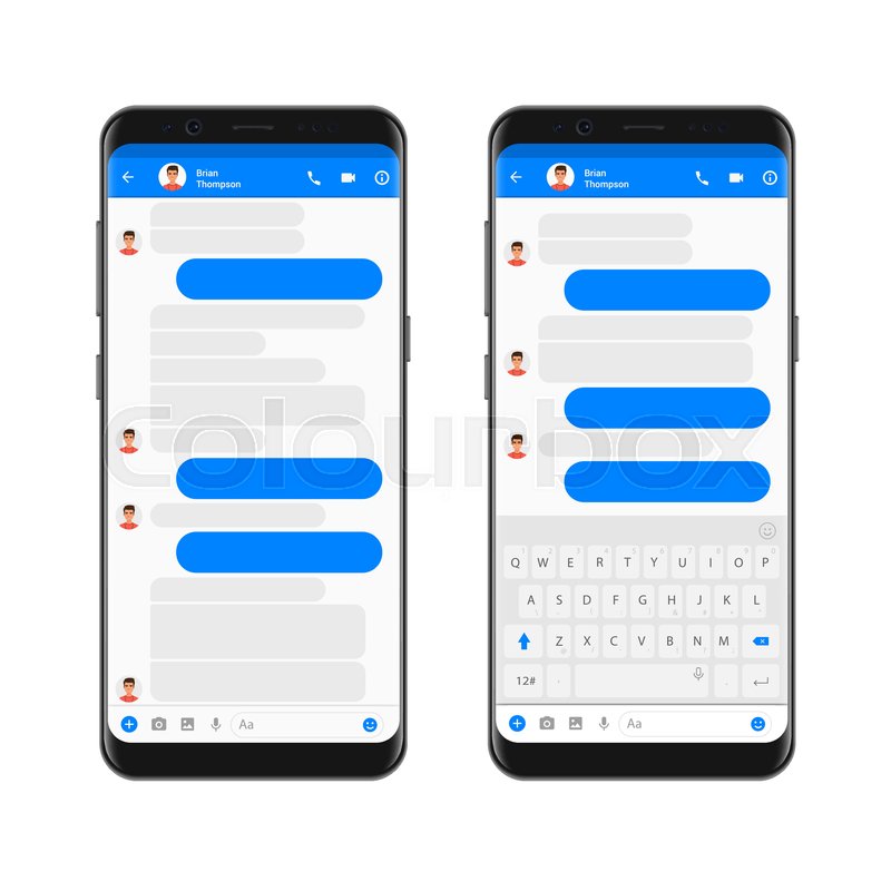 mobile modern ui kit messenger on the smartphone screen chat app