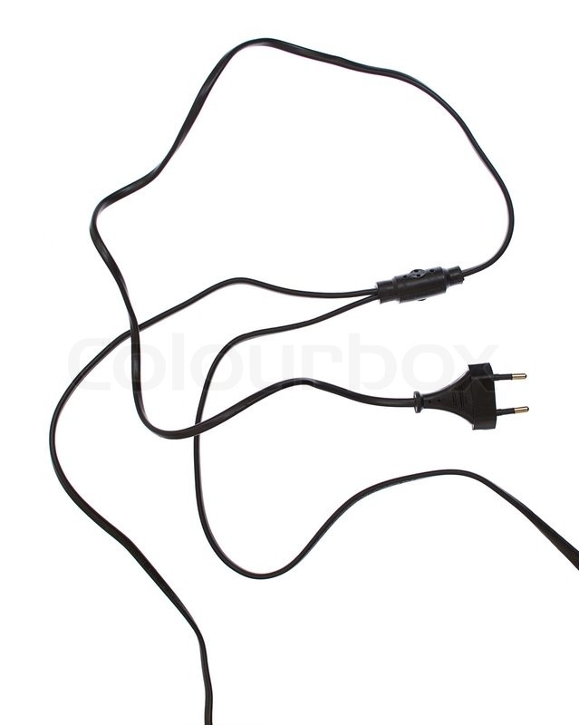 Black electric cable isolated on white | Stock image | Colourbox
