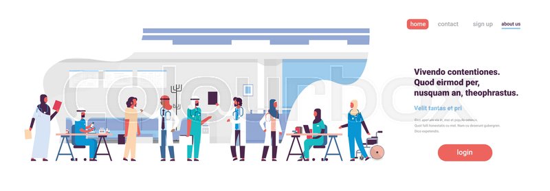 Group Arabic Doctors Hospital Stock Vector Colourbox