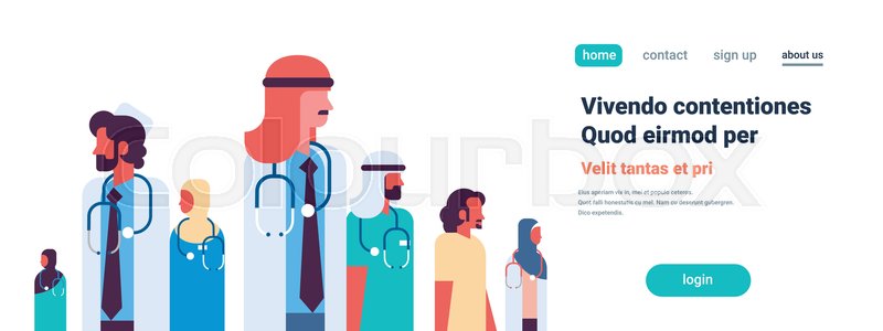 Group Arabic Doctors Stethoscope Stock Vector Colourbox