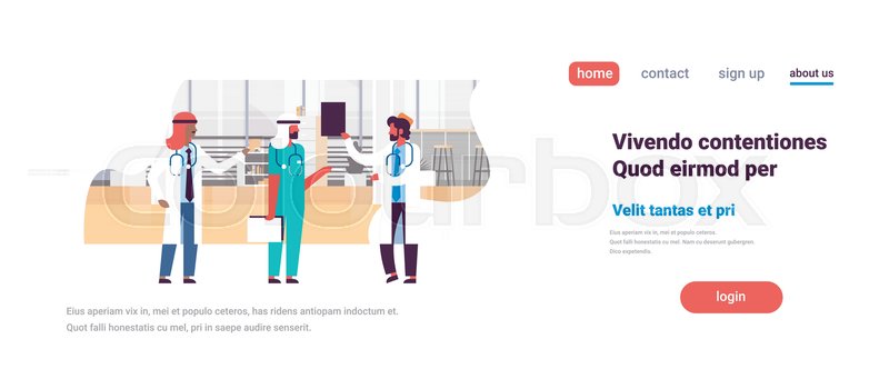 Group Arabic Men Doctors Stethoscope Stock Vector Colourbox