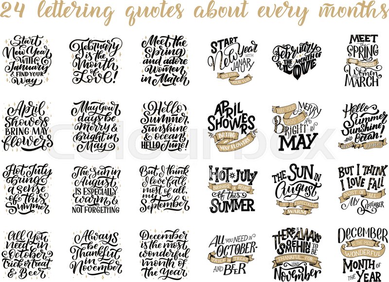 set of vector compositions for every stock vector colourbox calendar quotes for each month