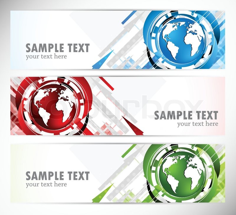 Set of banners with globe Stock vector Colourbox